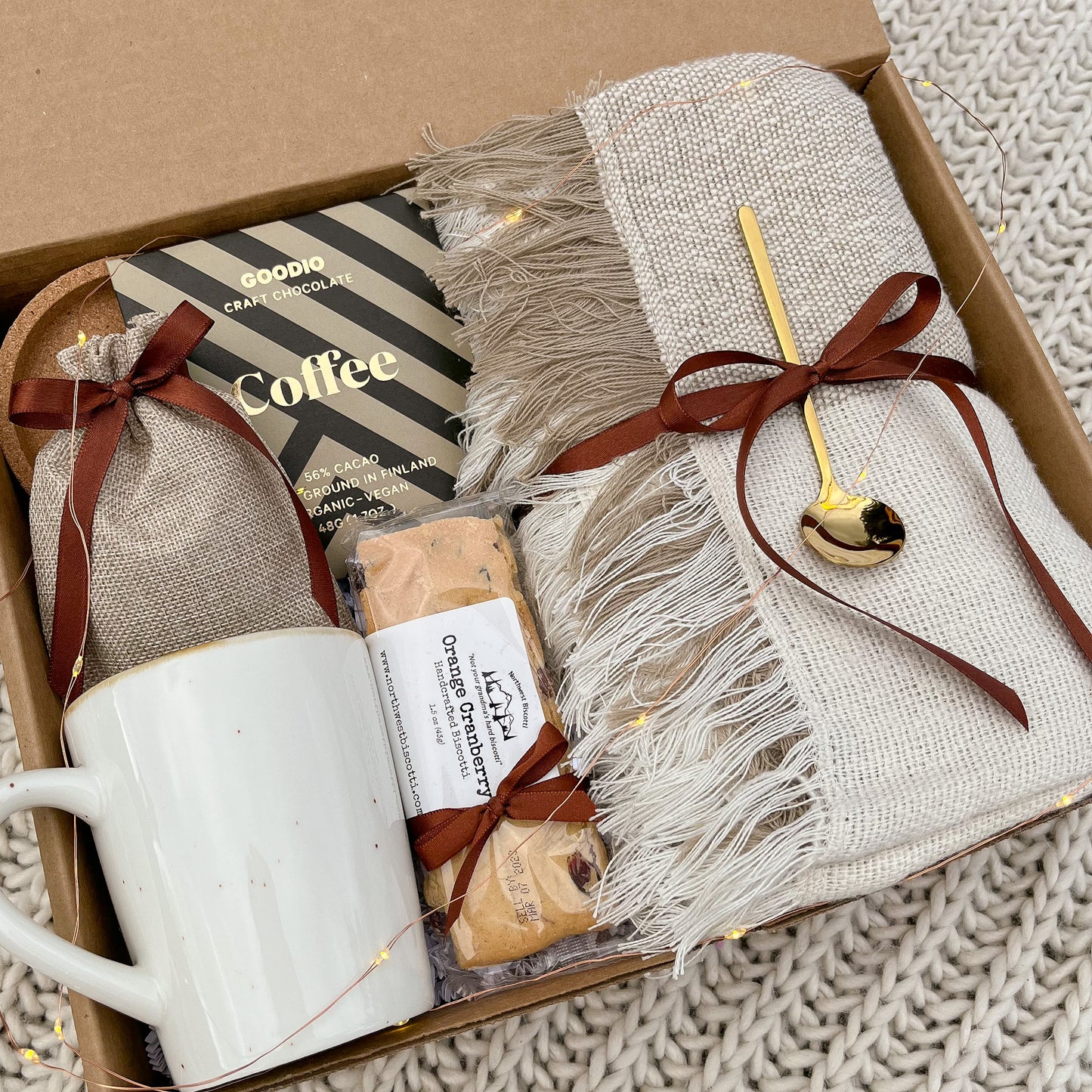 Cozy gift box with blanket