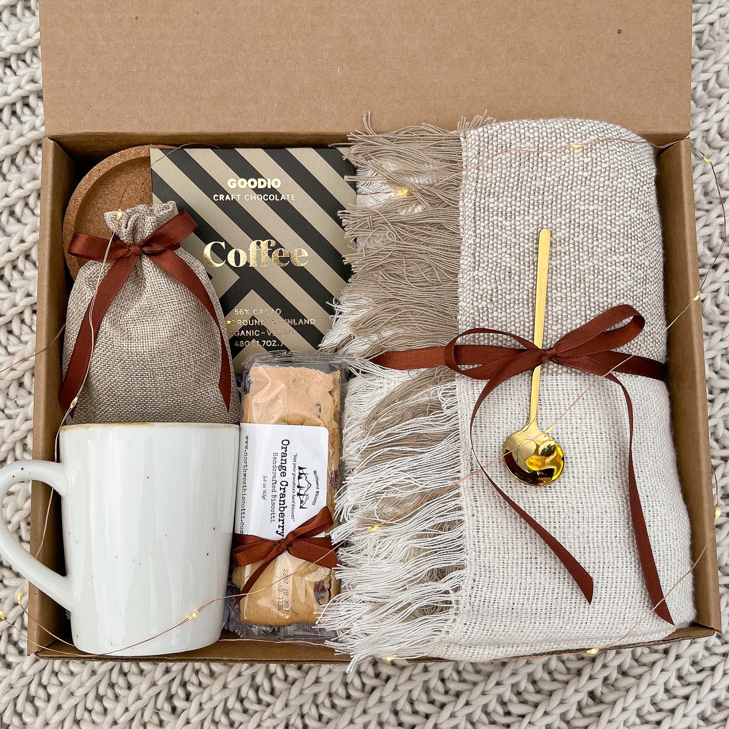 Cozy gift box with blanket