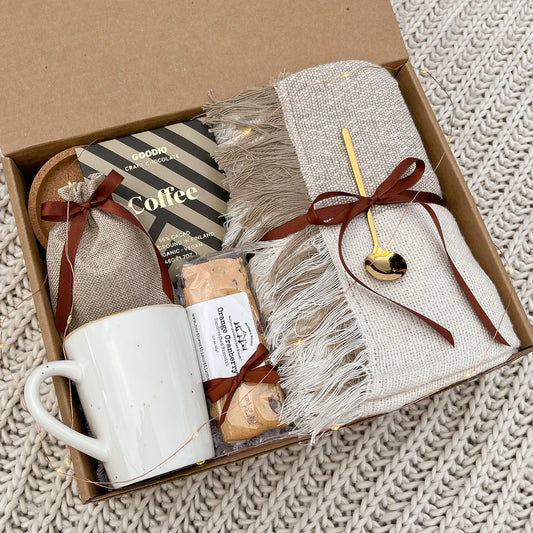 Cozy gift box with blanket
